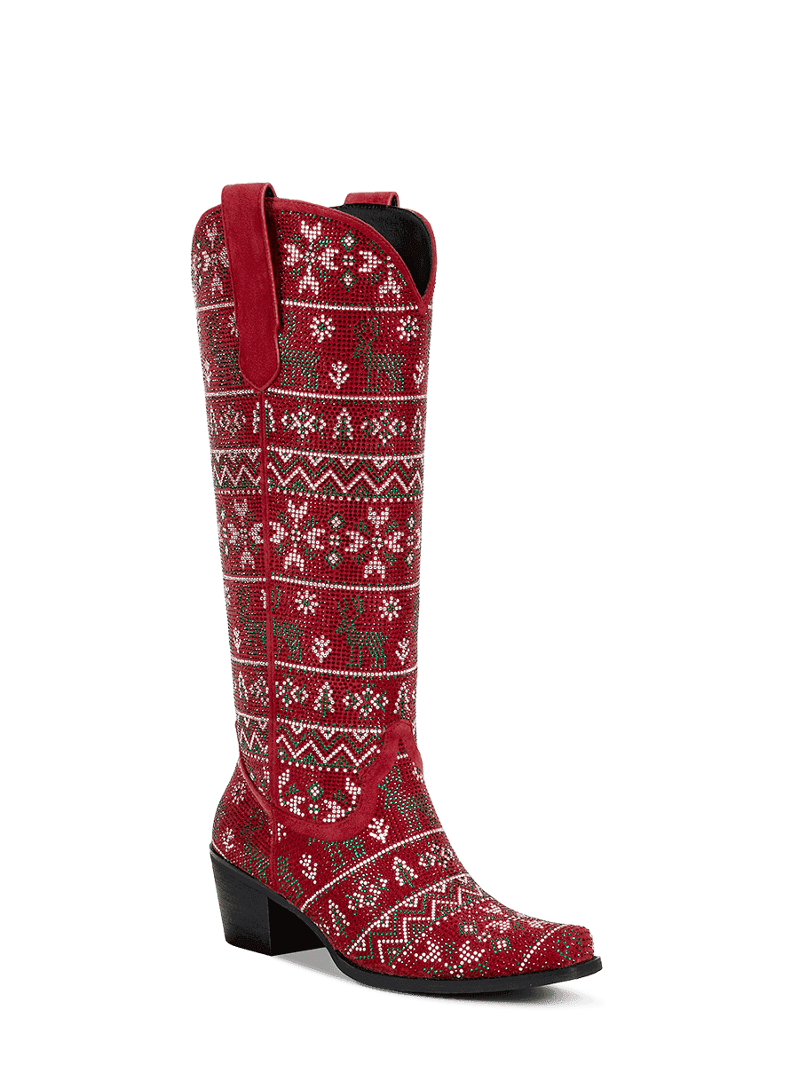 Red-rhinestone-christmas-elements-western-boots