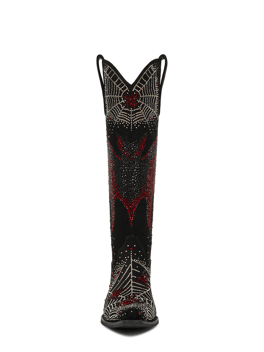 Rhinestone-bat-and-spider-web-knee-high-western-cowgirl-boots