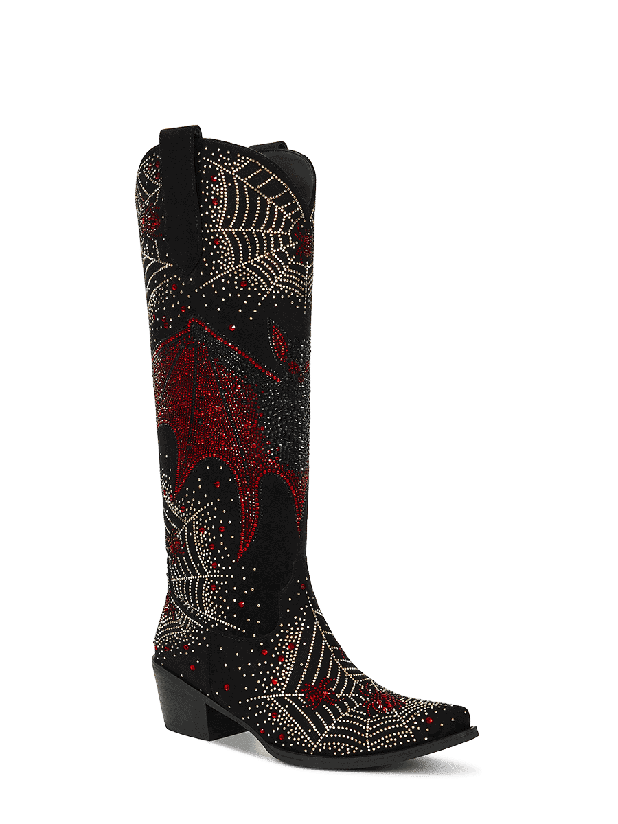 Rhinestone Bat And Spider Web Western Cowgirl Boots | WETKISS BOOTS