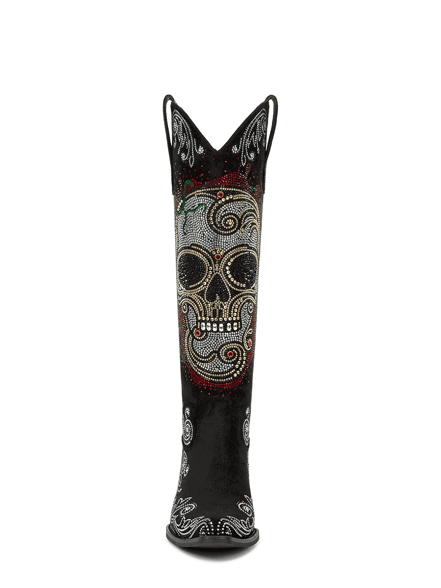 Rhinestone-skull-knee-high-western-cowgirl-boots
