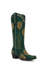 The-adeline-green-suede-wheat-pattern-cowgirl-boots
