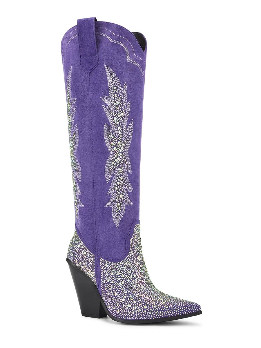 The Helena-B rhinestone cowgirl boots in purple