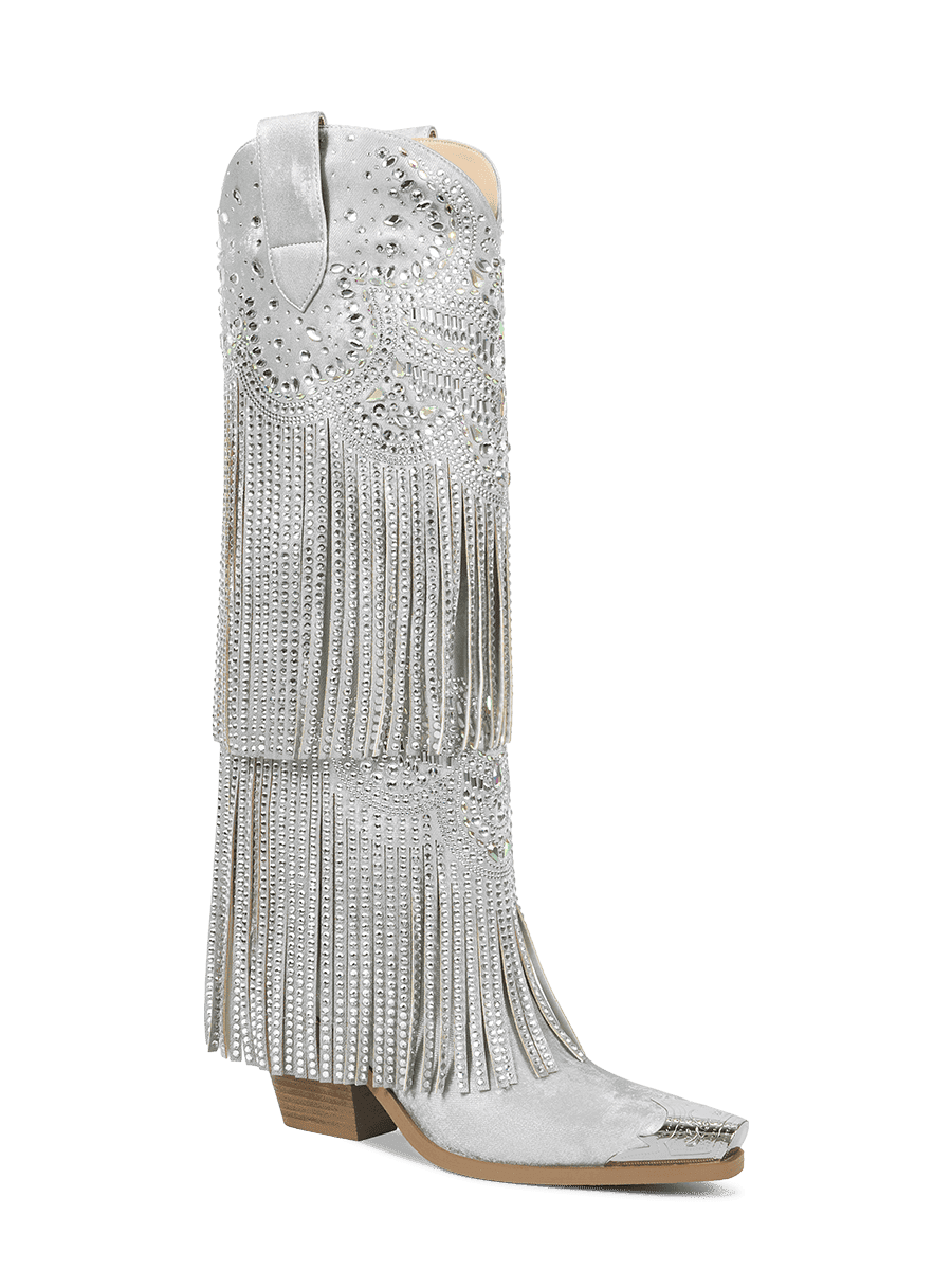 Vintage-grey-with-tassels-and-rhinestones-cowgirl-boots