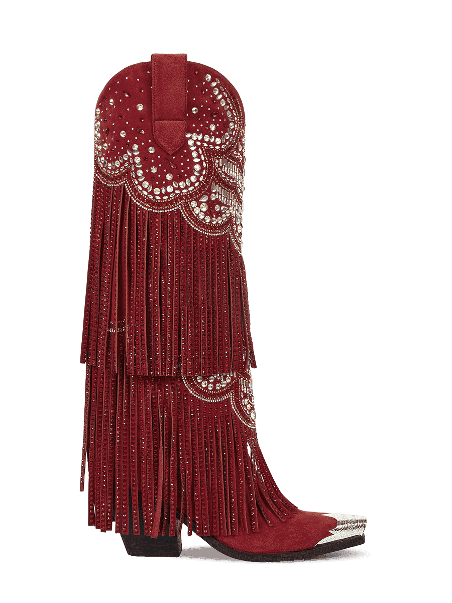 Vintage-red-with-tassels-and-rhinestones-pull-on-cowgirl-boots