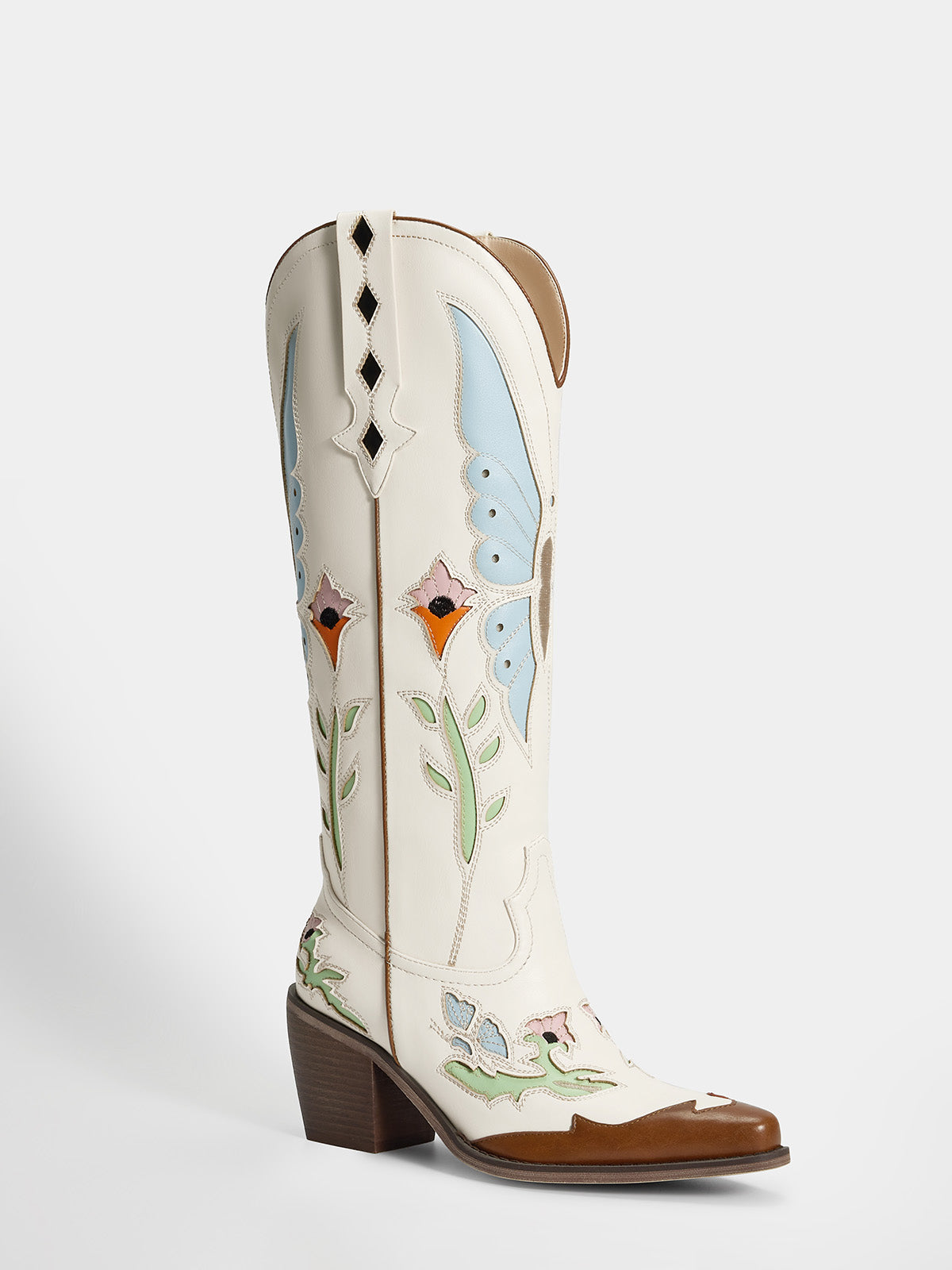White_cowboy_boots_with_floral_and_butterfly_designs_on_a_white_background