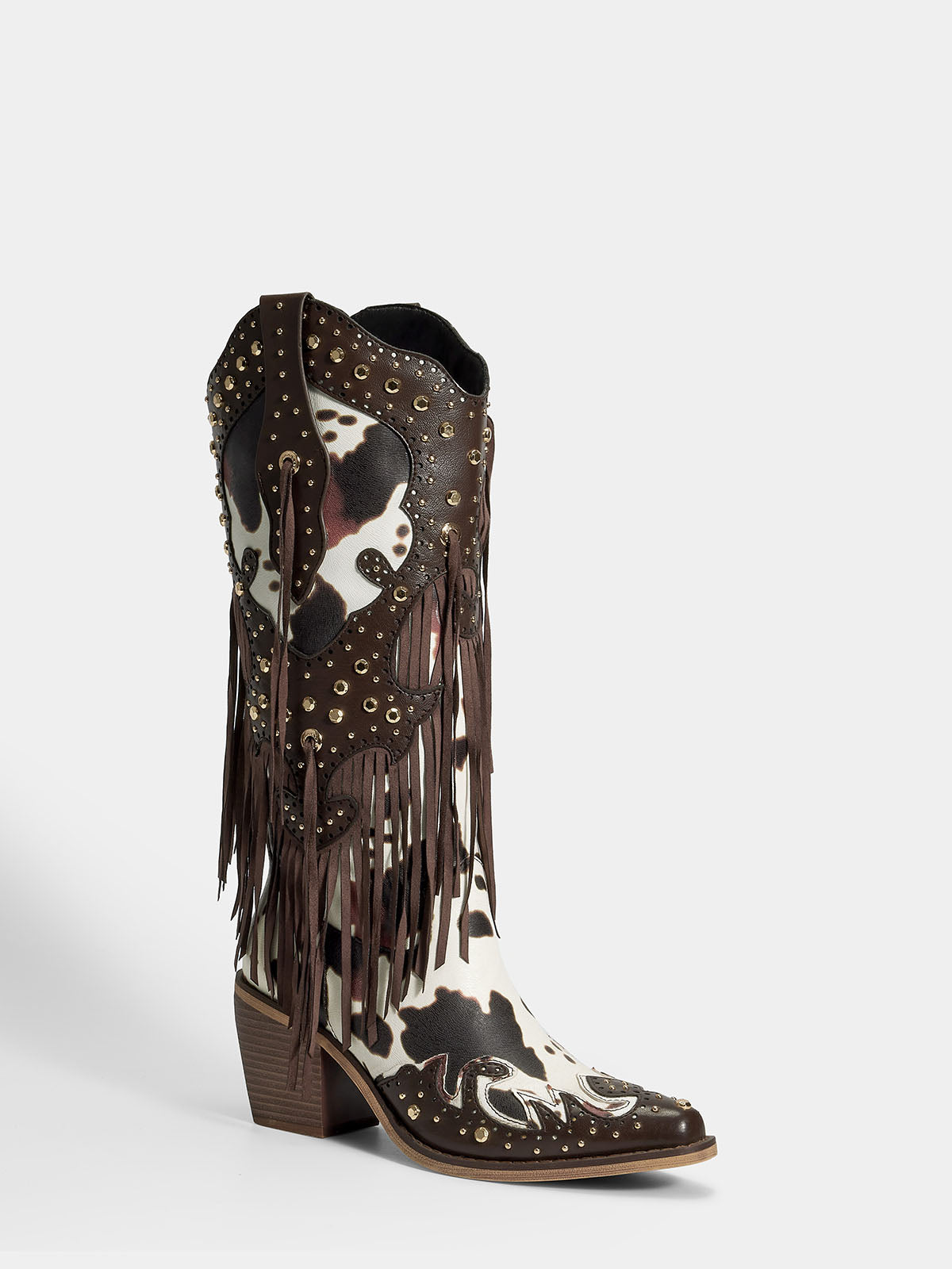 brown_fringe_studded_mid_calf_cow_print_cowgirl_boots