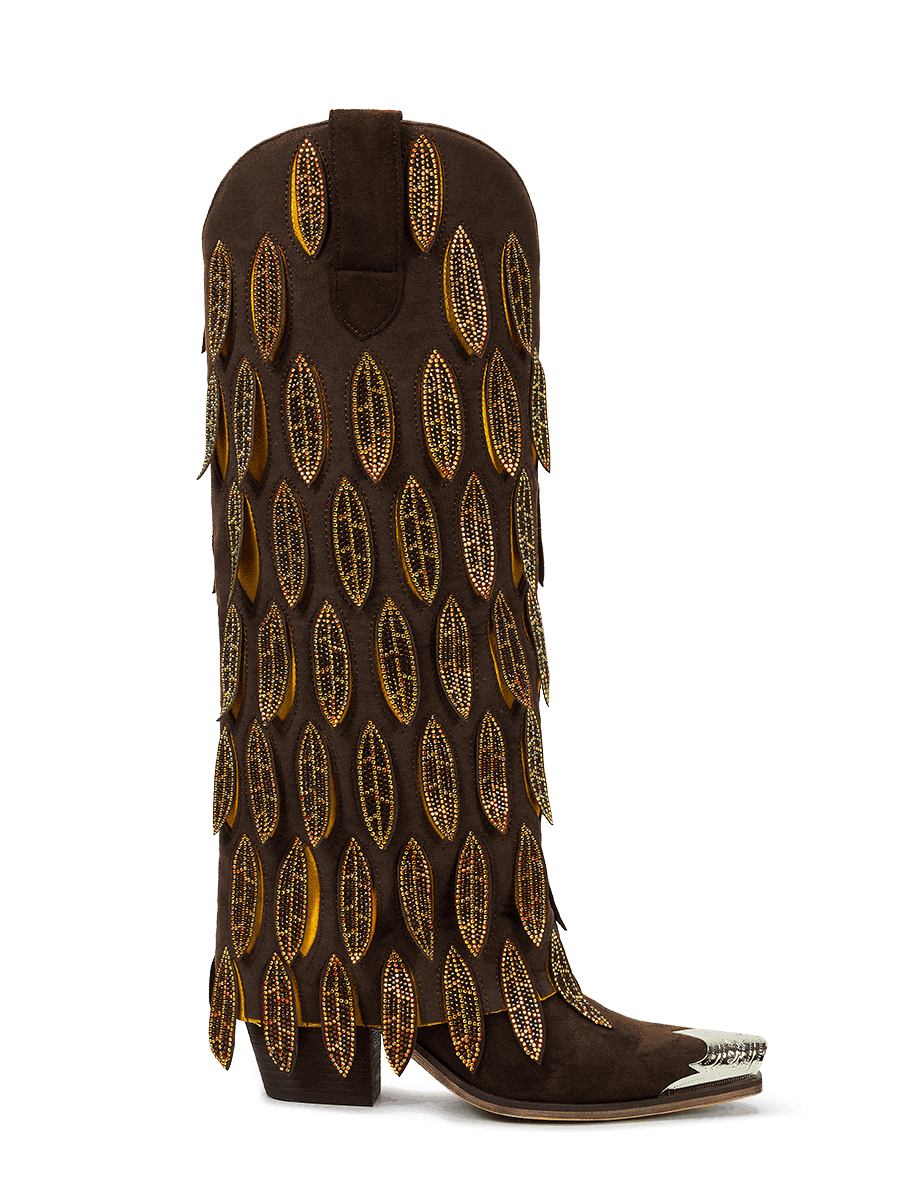dark-brown-fold-over-dangle-leaves-pull-on-western-cowgirl-boots
