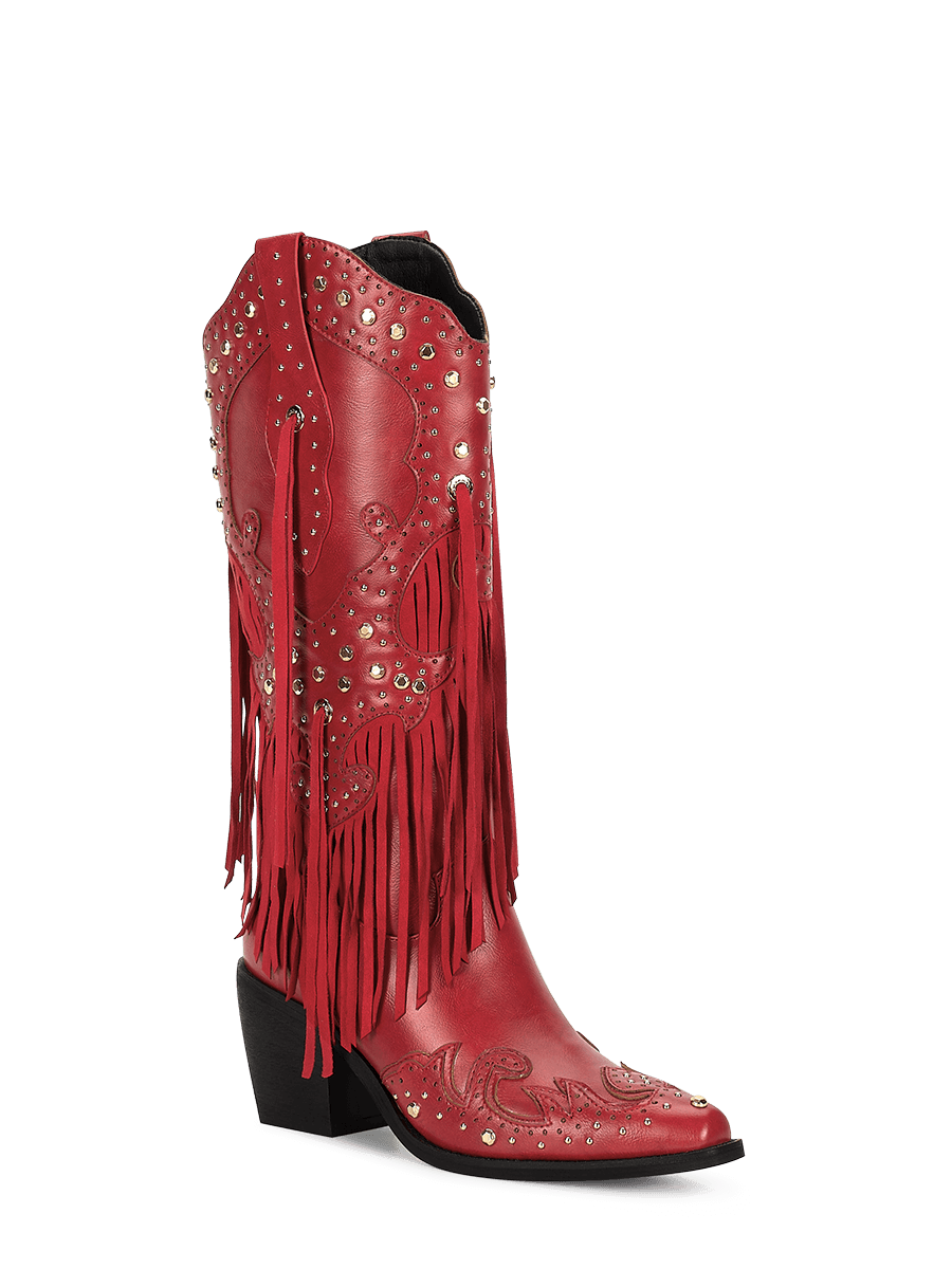Wetkiss Red Studded Fringe Boots - JX016 - Aspect