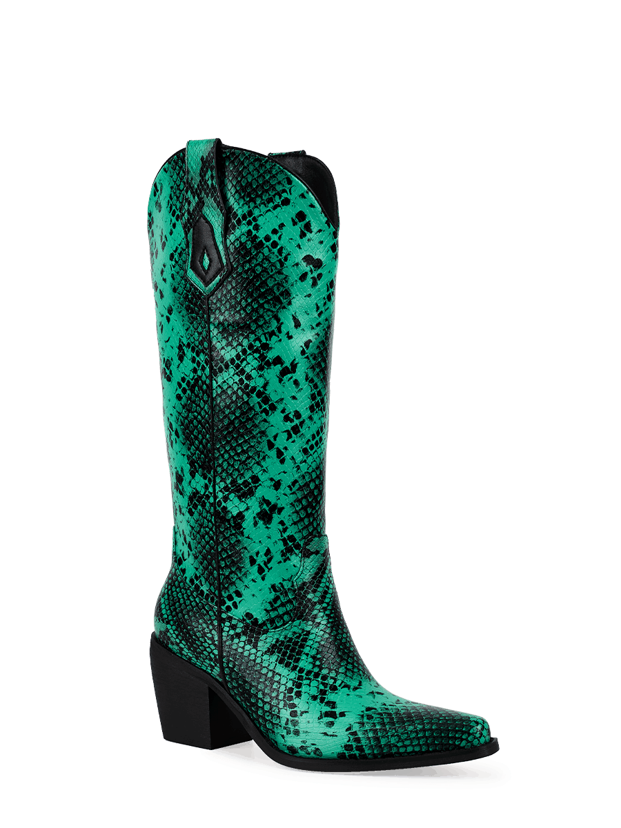 Green snake print boots best sale