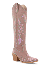 Wetkiss Pink Faux Suede Rhinestone Boots - JX047 - Aspect