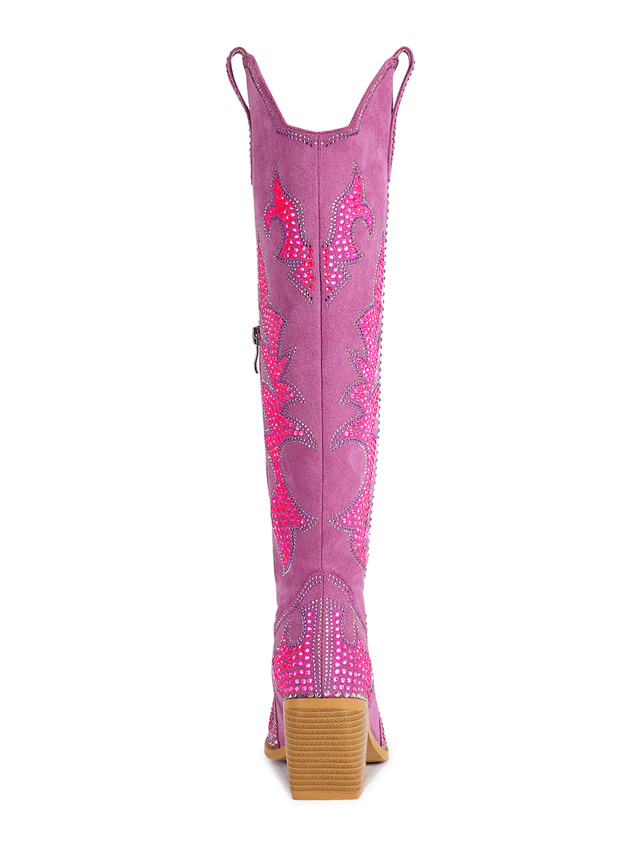 Wetkiss Rose Red Faux Suede Rhinestone Boots - JX047 - Rear
