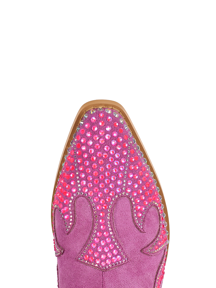 Wetkiss Rose Red Faux Suede Rhinestone Boots - JX047 - Front