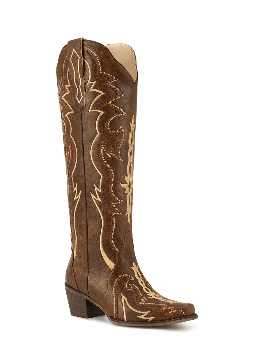 Botas vaqueras marrones bordadas | WETKISS