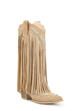 Wetkiss apricot fringe suede cowboy Boots for women