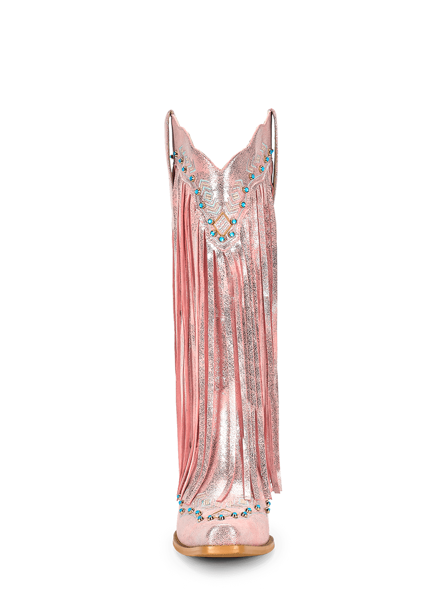Wetkiss Pink Fringe Western Boots - MC013 - Front