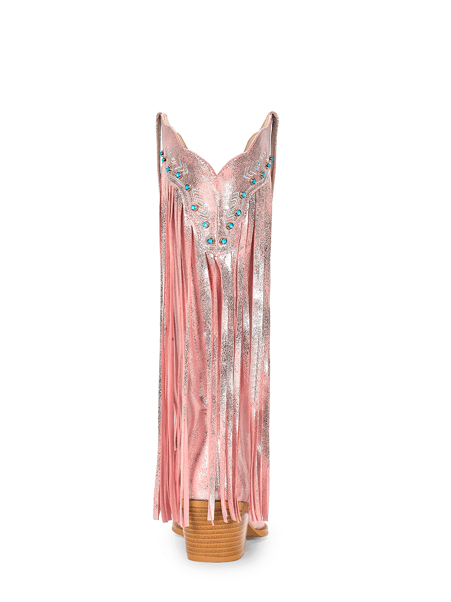Wetkiss Pink Fringe Western Boots - MC013 - Rear