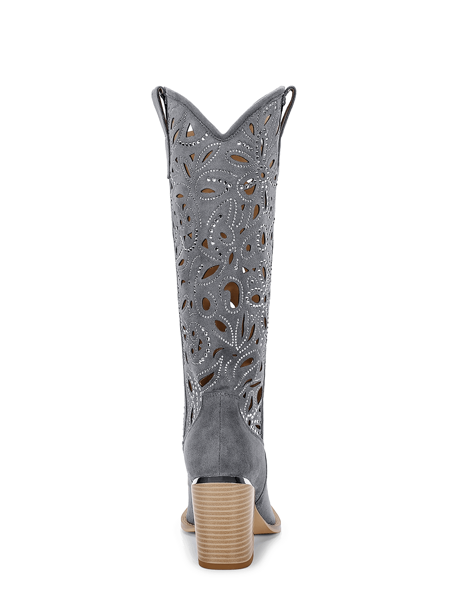 Wetkiss Cowgirl Gray Boots - MC027 - Rear