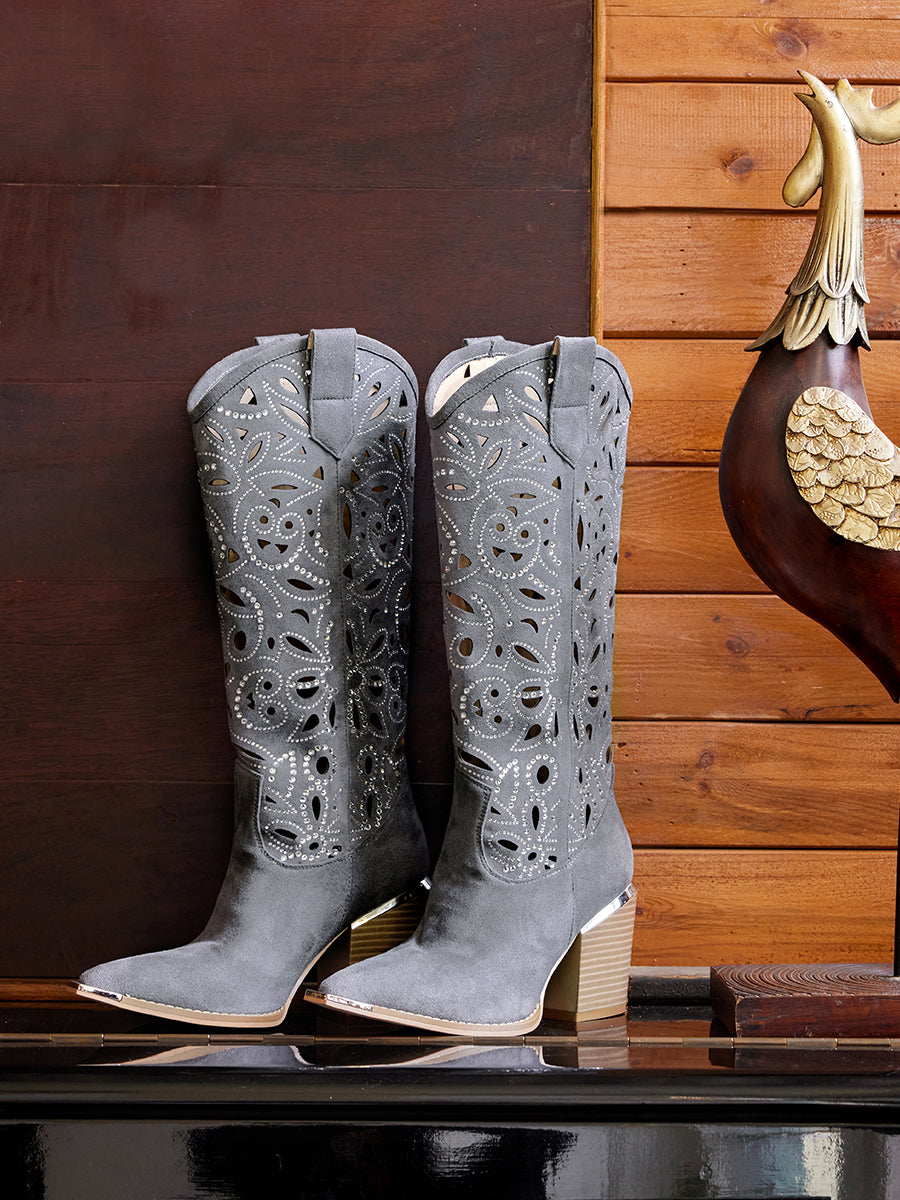 Wetkiss Cowgirl Gray Boots - MC027 - Aspect
