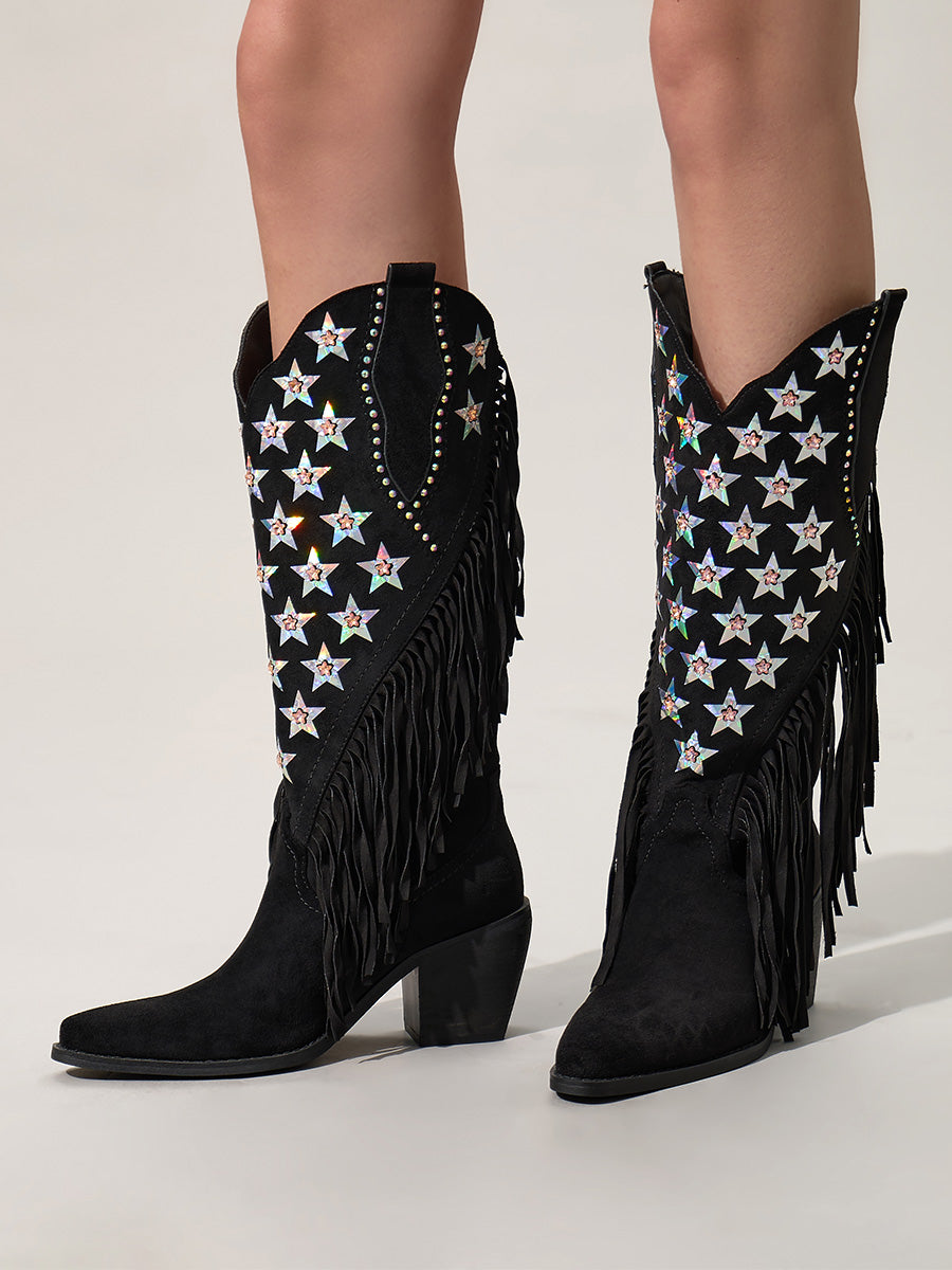 Wetkiss Suede Western Boots - MC037 - Aspect