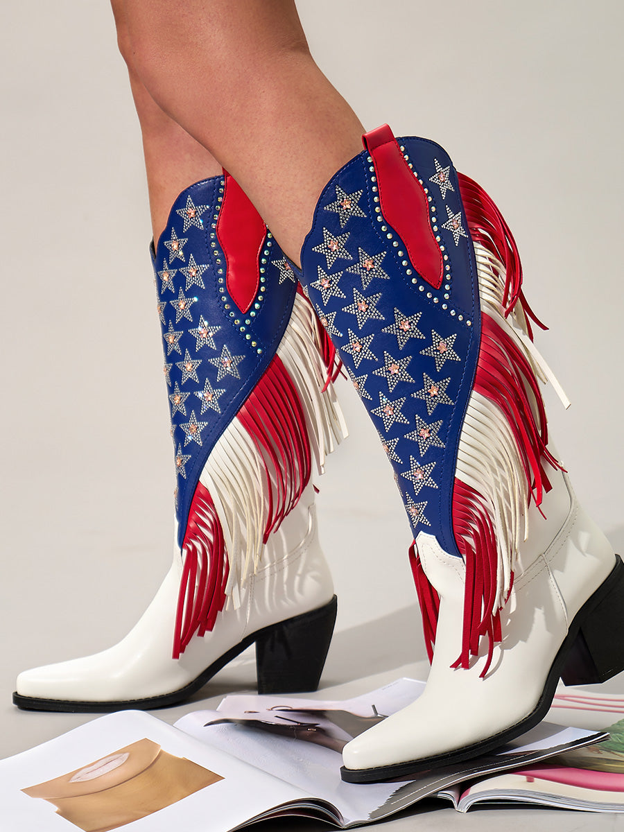 Wetkiss US Flag Pattern Boots - MC037 - Aspect