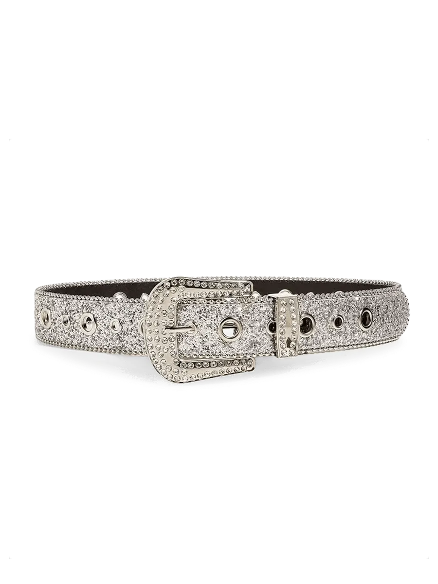 Cinturón de diamantes de imitación plateados
