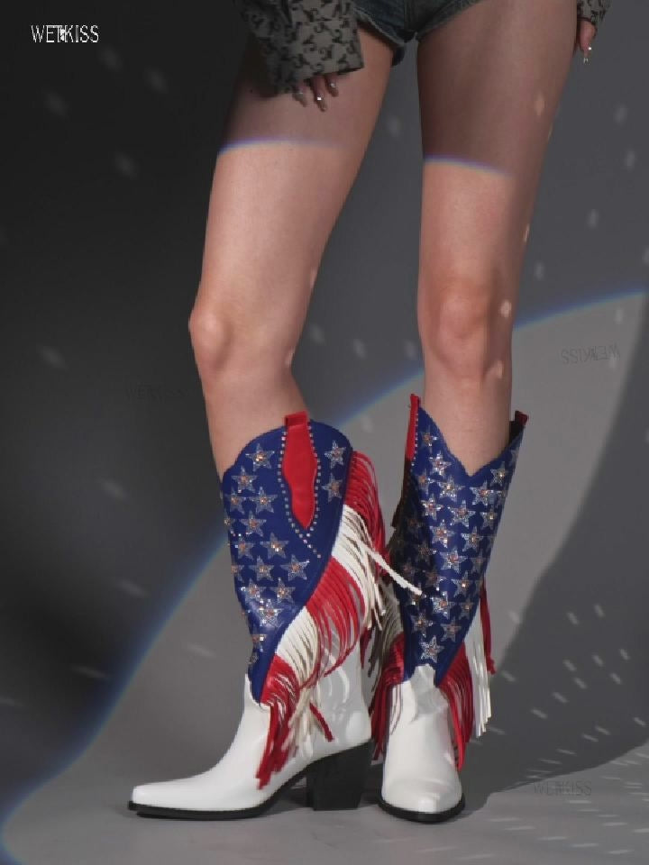 Wetkiss US Flag Pattern Boots - MC037