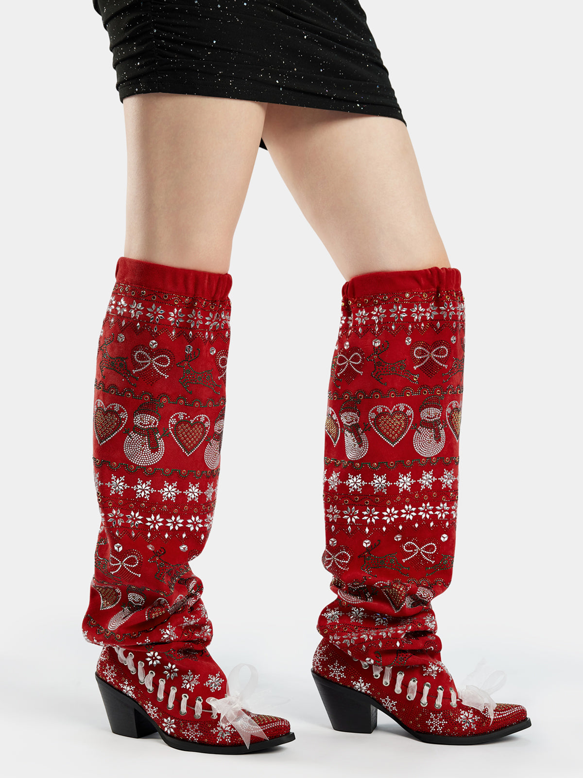 red_christmas_snowman_rhinestone_slouchy_western_boots