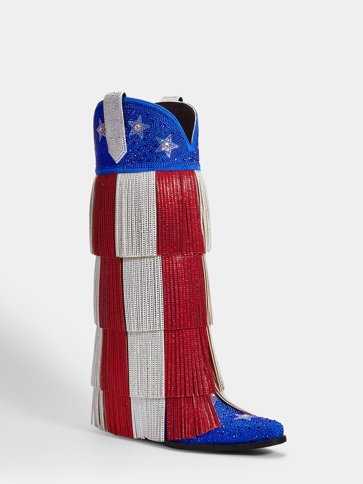 Rhinestone Fringe American Flag Cowgirl Boots | WETKISS BOOTS