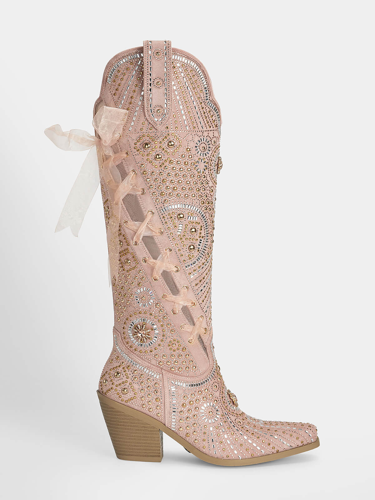 rose-pink-mesh-lace-up-closure-rhinestones-womens-western-boots