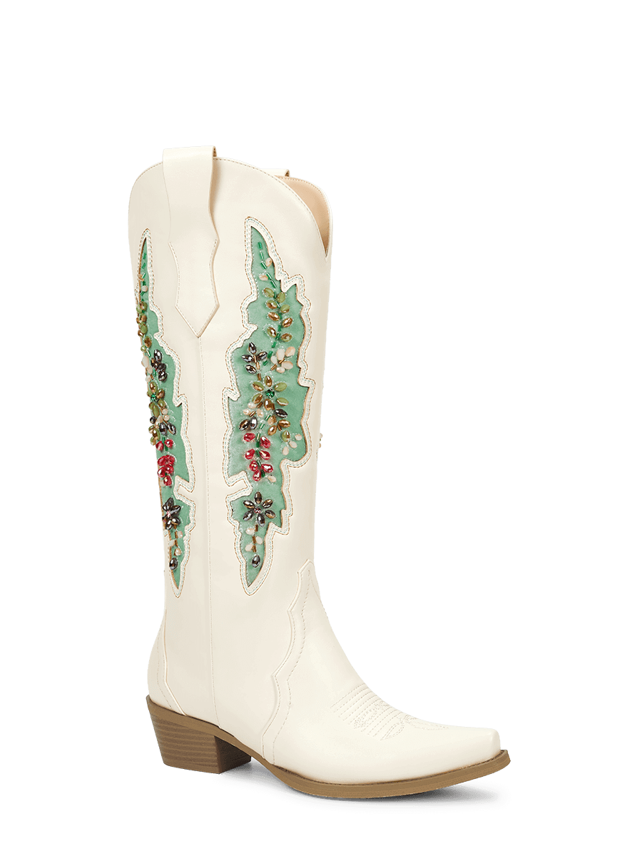 white-turquoise-velvet-gemstone-western-cowgirl-boots