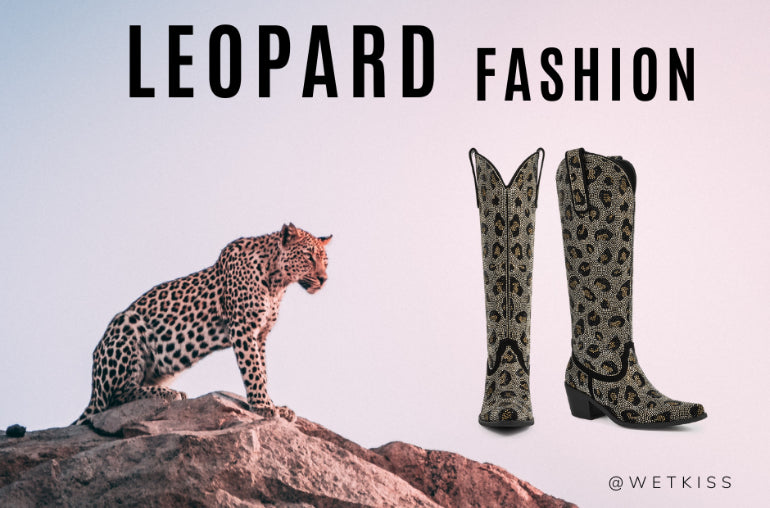 This Autumn-Winter with Wetkiss' New Arrival: Rhinestone Leopard Print Faux Suede Western Boots