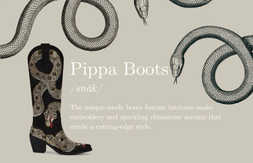 Celebrate the Year of the Snake with Wetkiss' Pippa Rhinestone Snake Pattern Suede Boots