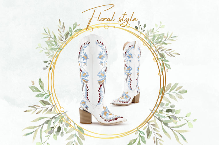 Embrace Elegance with Wetkiss Floral Embroidered Western Boots for Women