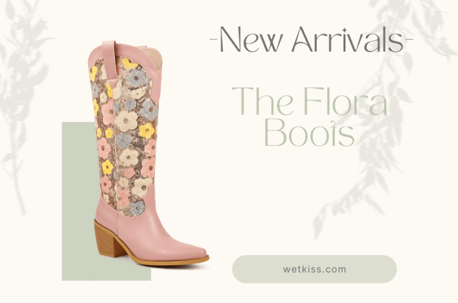 New Arrival: Pink Sequin Floral Knee-High Women’s Cowgirl Boots