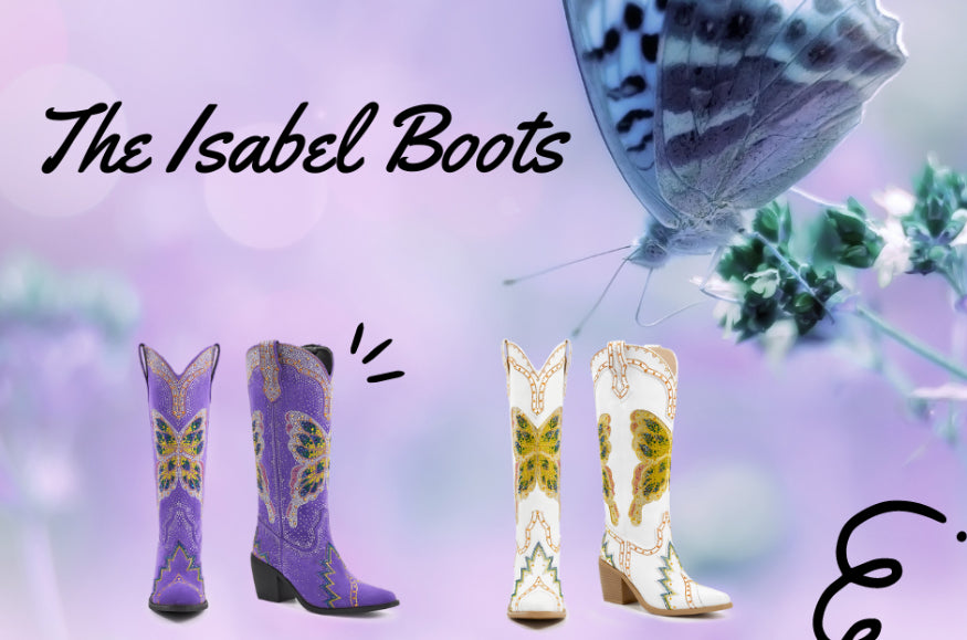 Wetkiss Butterfly Pattern Rhinestone Western Boots