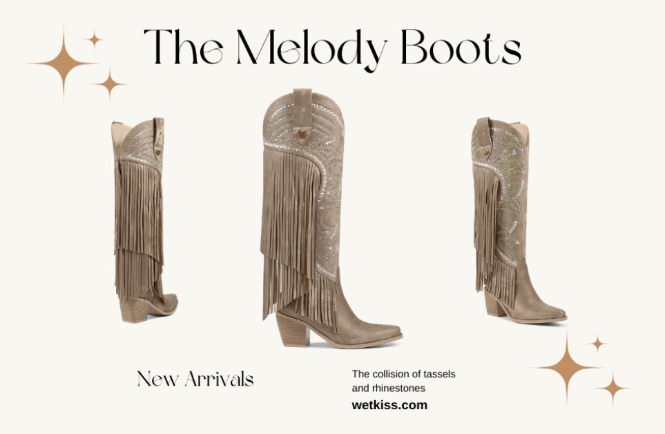 New Arrivals of Wetkiss: Rhinestones Tassel Western Boots