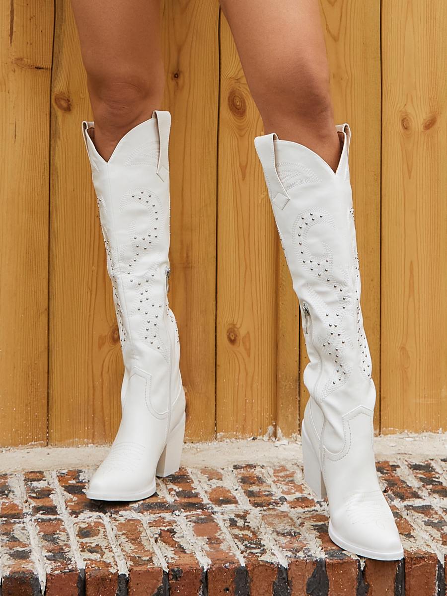 Riveted Embroidered Cowgirl Boots