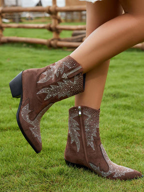 Rhinestone Mid-calf Cowboy Boots