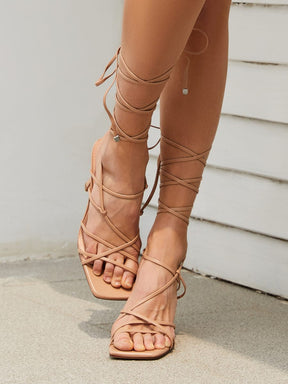 Square Toe Strappy Stiletto Sandals