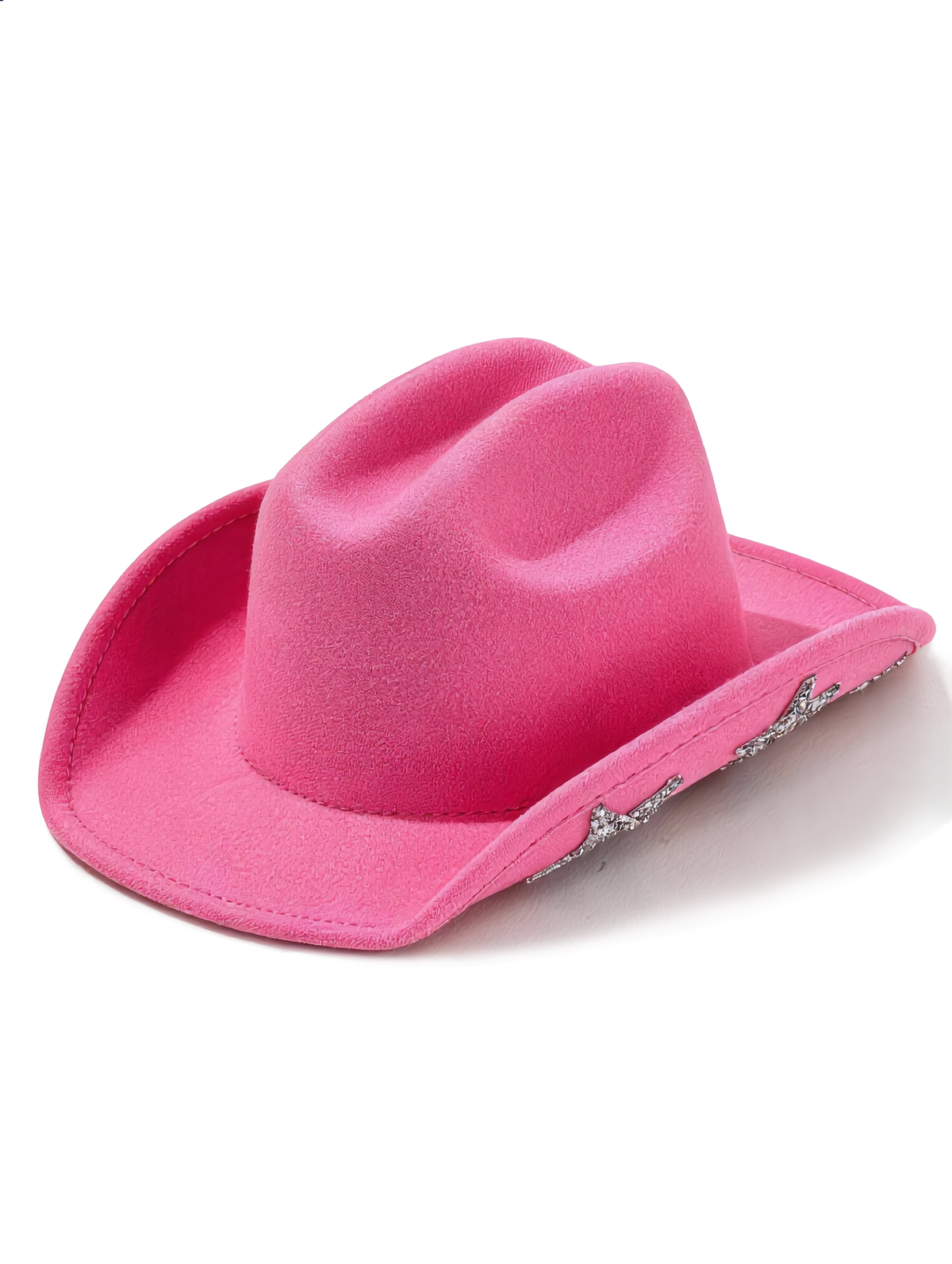 Pink Glitter Star Wide Brim Cowboy Hat
