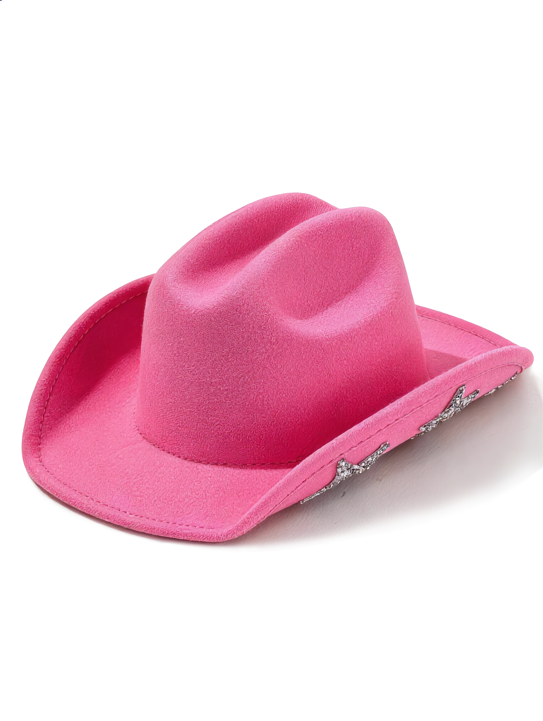 Pink Glitter Star Wide Brim Cowboy Hat