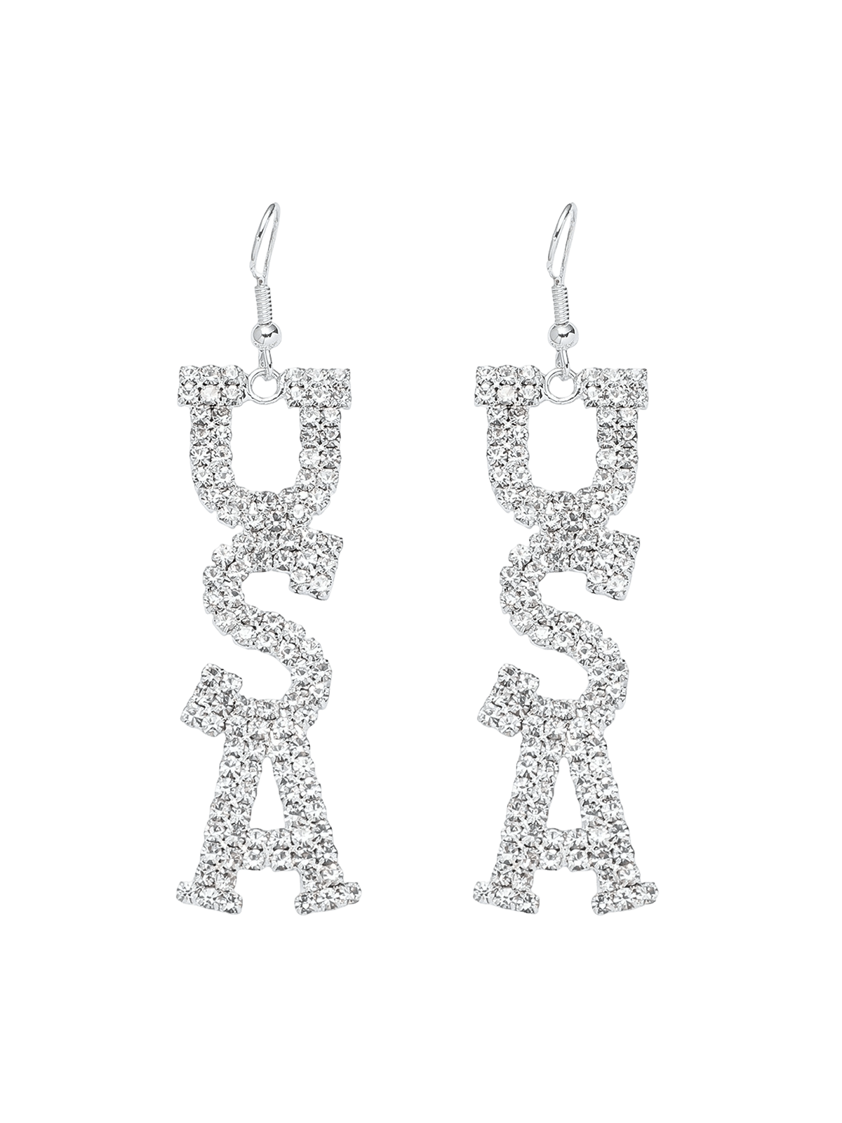 Silver USA Rhinestone Earrings