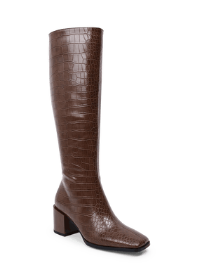 Crocodile Low Heel Knee-high Boots