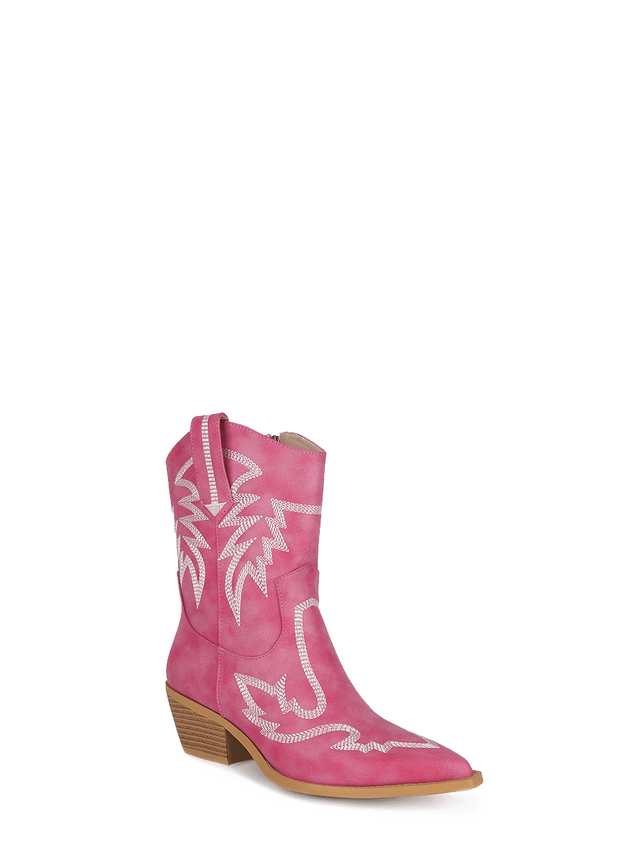 Pink Cowboy Boots | Low Heel Boots | Pink Booties | WETKISS