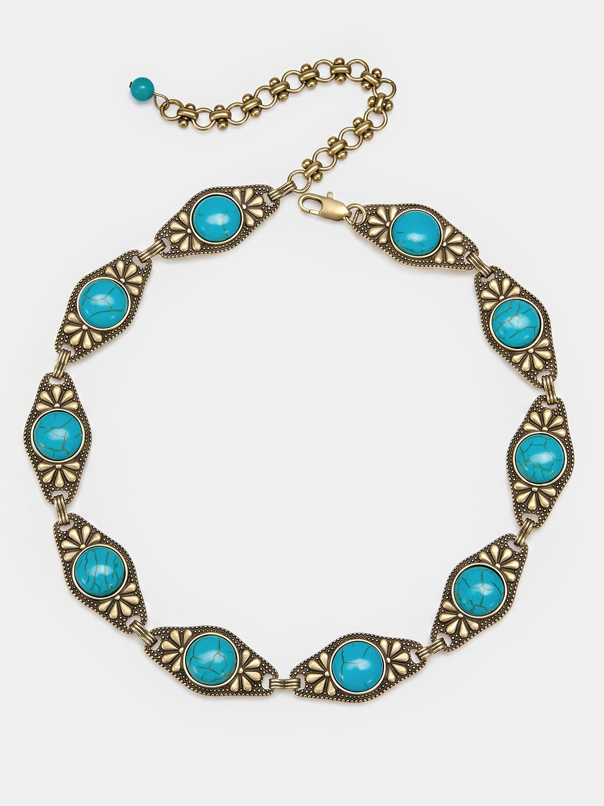 Rhombus Hollow Turquoise Linked Choker