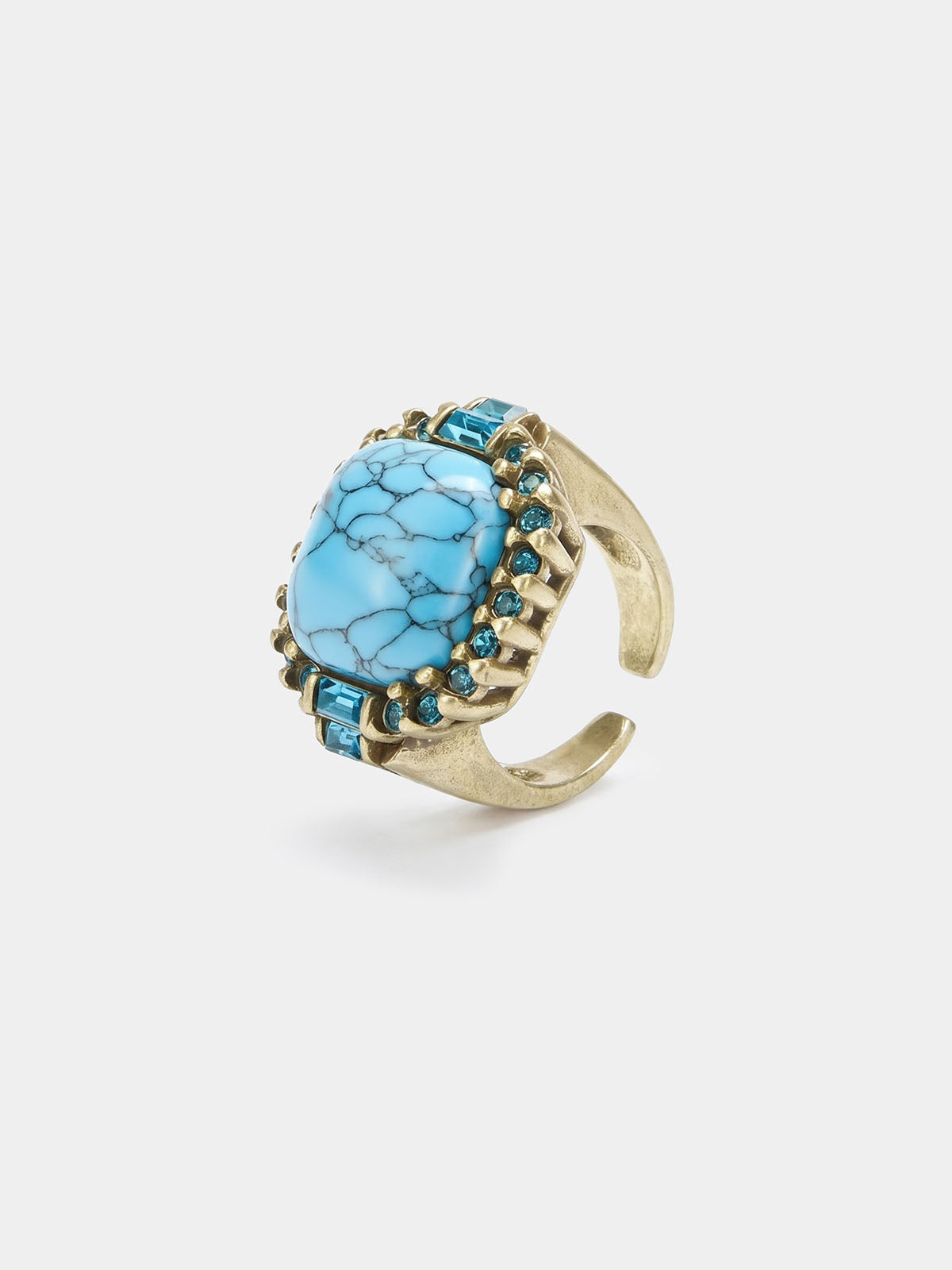 Square Turquoise Vintage Gold Plated Ring