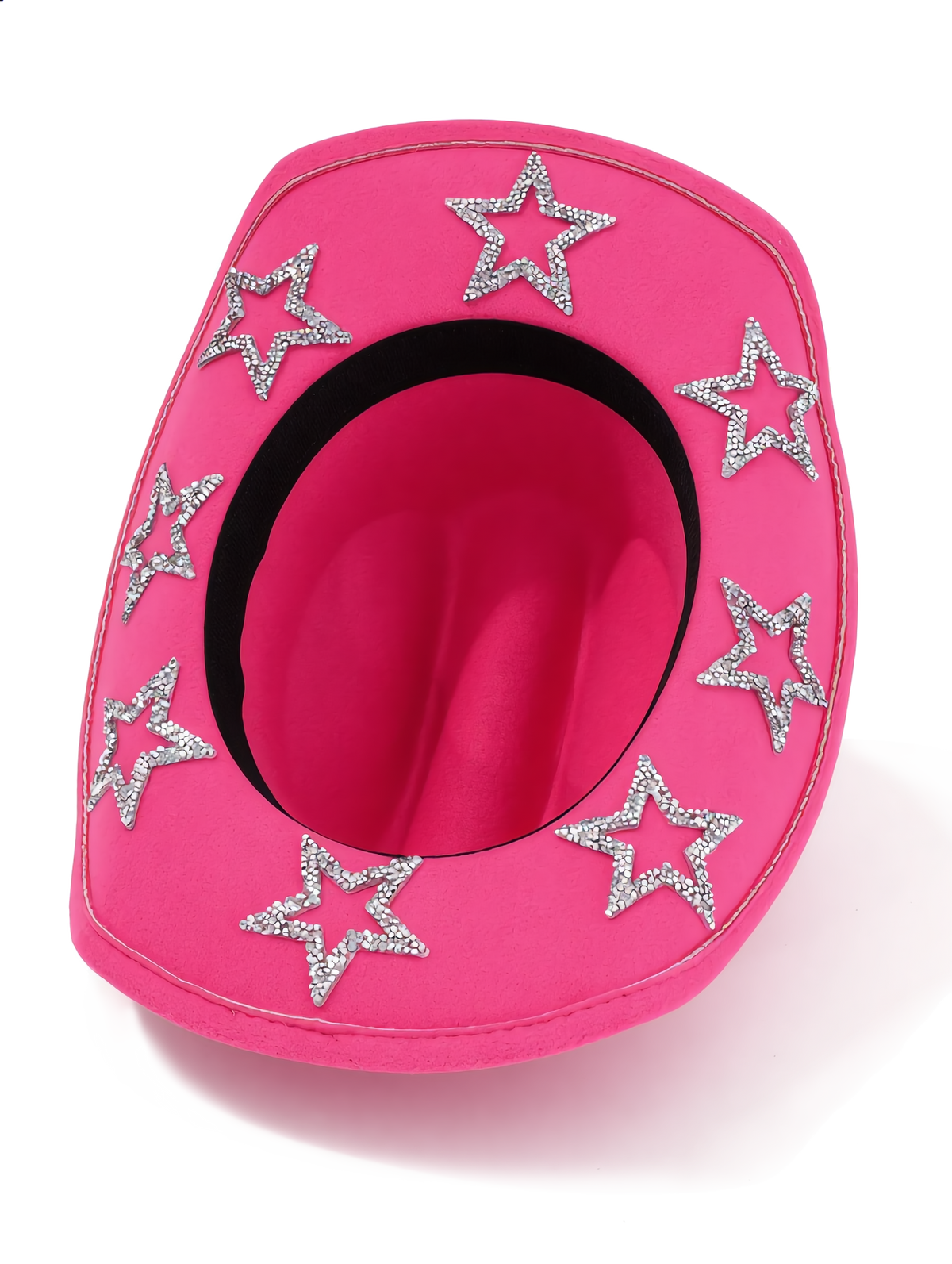 Pink Glitter Star Wide Brim Cowboy Hat