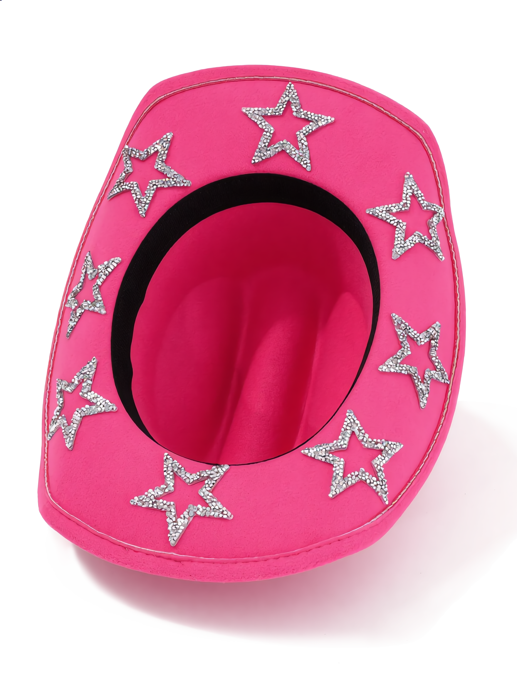Pink Glitter Star Wide Brim Cowboy Hat