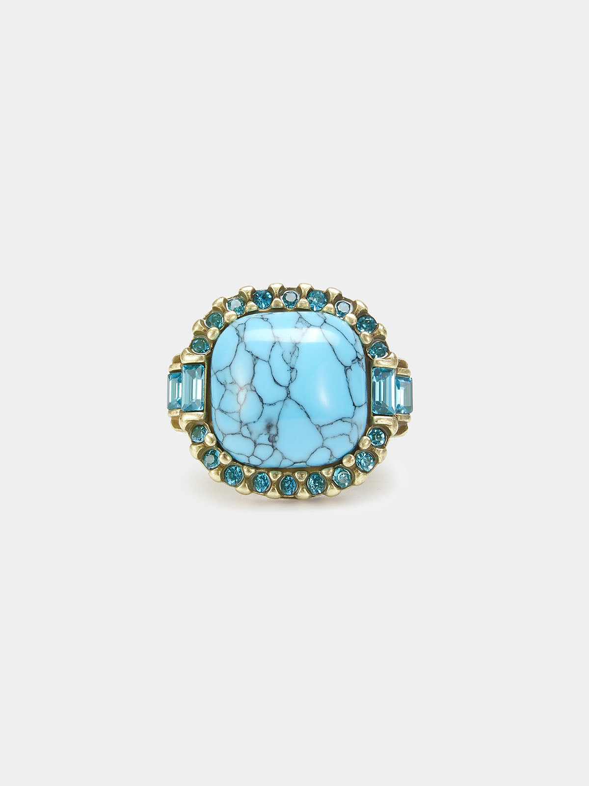Square Turquoise Vintage Gold Plated Ring