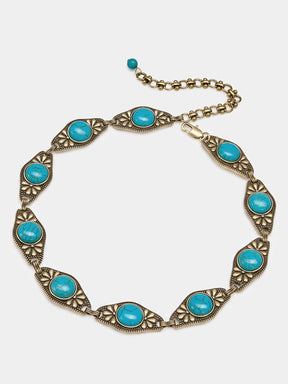 Rhombus Hollow Turquoise Linked Choker